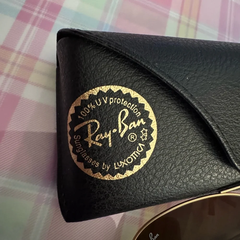 Ray-Ban Gold Frame Sunglasses with Dark Lenses